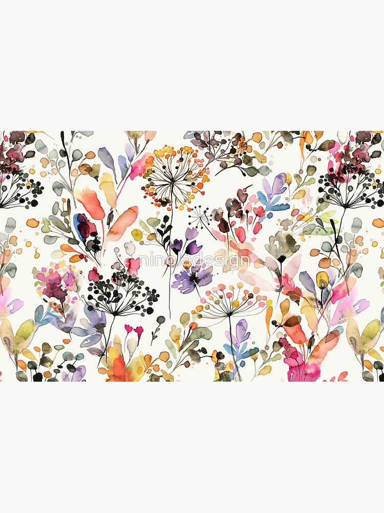 Artwork view, Wild Flowers and Plants Watercolor - Wild Nature Botanical Print designed and sold by ninoladesign