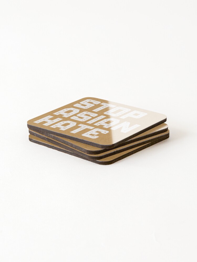 Thumbnail 4 of 5, Coasters (Set of 4), We Stand With AAPI Stop Asian Hate End Racism designed and sold by StickerbashCo.