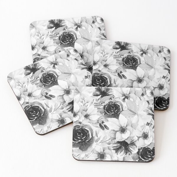 Item preview, Black And White Watercolor All Over Floral Pattern  designed and sold by Designs By YL.