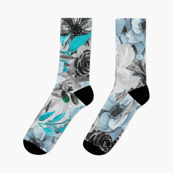Item preview, Aqua And Grey Watercolor All Over Floral Pattern  designed and sold by Designs By YL.