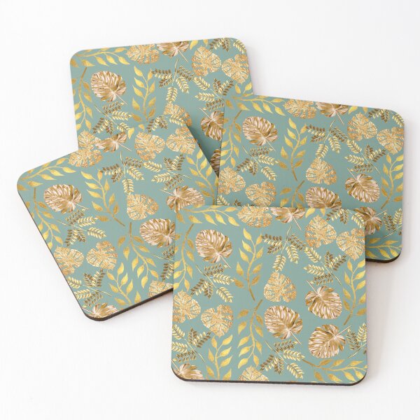 Item preview, Golden Leaves pattern - Green background designed and sold by Sarashelle.