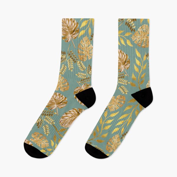 Item preview, Golden Leaves pattern - Green background designed and sold by Sarashelle.