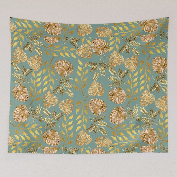 Item preview, Golden Leaves pattern - Green background designed and sold by Sarashelle.