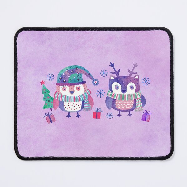 Item preview, Cute watercolor christmas owls on pink background designed and sold by Darina Gulbina.