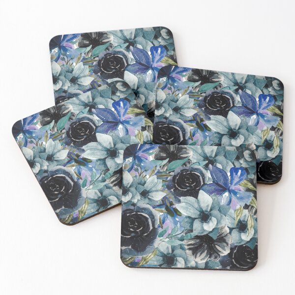 Item preview, Dark Blue Watercolor All Over Floral Pattern  designed and sold by Designs By YL.