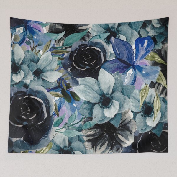 Item preview, Dark Blue Watercolor All Over Floral Pattern  designed and sold by Designs By YL.