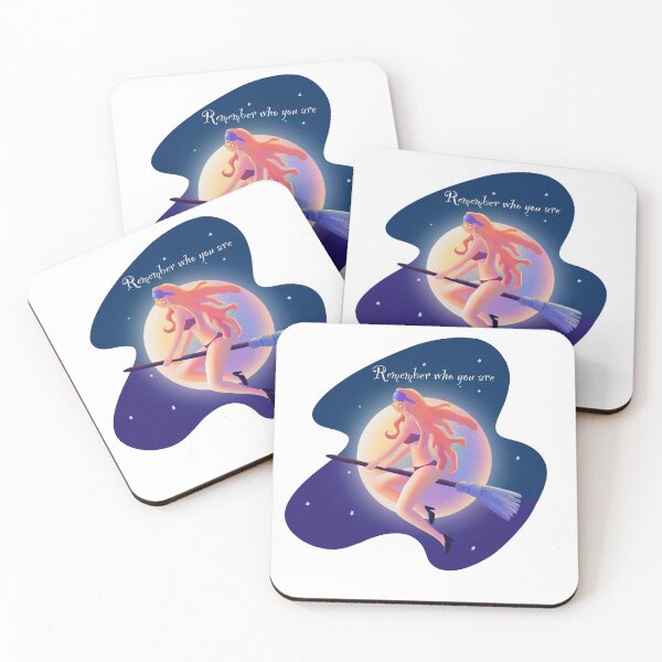 Item preview, a witch on a broomstick flies over it. remember who you are designed and sold by SychEvaartist.