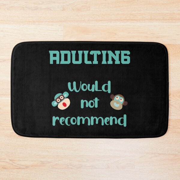 Item preview, Adulting, Would not recommend - In Aqua with two Sock Monkey Heads designed and sold by Trinket-Trickster.