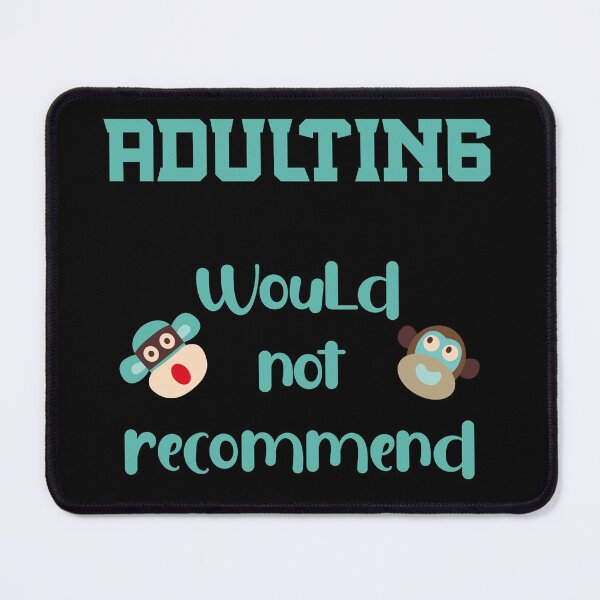 Item preview, Adulting, Would not recommend - In Aqua with two Sock Monkey Heads designed and sold by Trinket-Trickster.