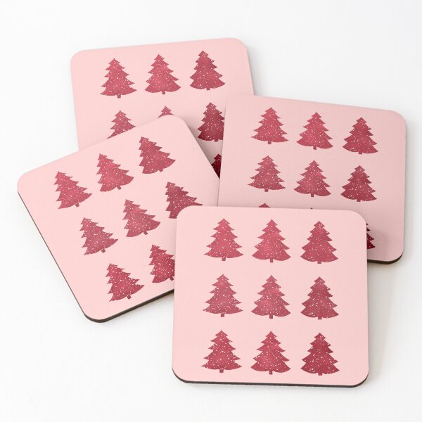 Item preview, Pine Trees Pattern - Pastel Pink and Bright Red Palette designed and sold by illocharm.