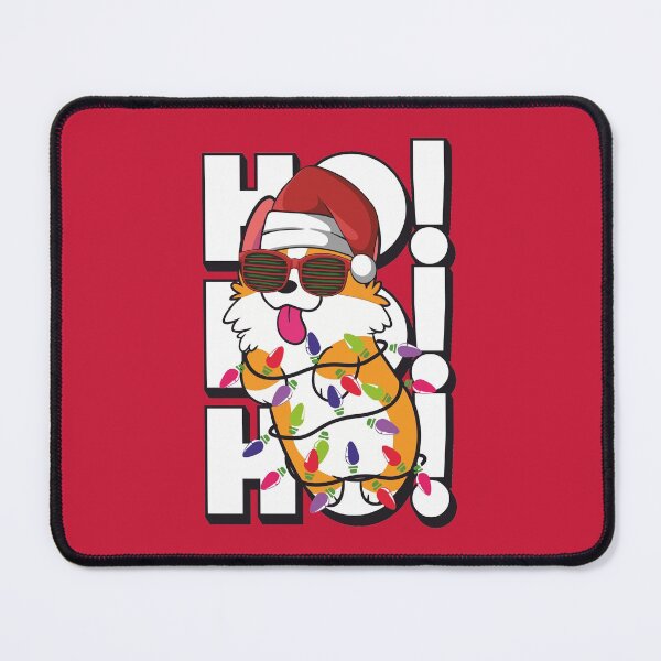 Item preview, Cute and Witty Corgi wrapped in Christmas Lights wearing Santa Hat & Sunglasses HO HO HO funny Welsh Corgi designed and sold by zenturtlemerch.