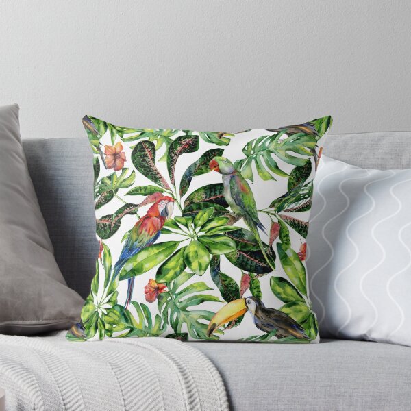 Item preview, Tropical pattern of toucan and parrotswatercolor designed and sold by Anna Myslivets.