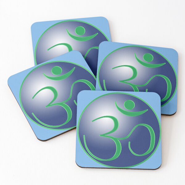 Item preview, OM Logo - Green on Blue designed and sold by Fractal Journeys, etc. .