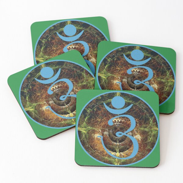 Item preview, OM Logo - Blue on Fractal Pattern designed and sold by Fractal Journeys, etc. .