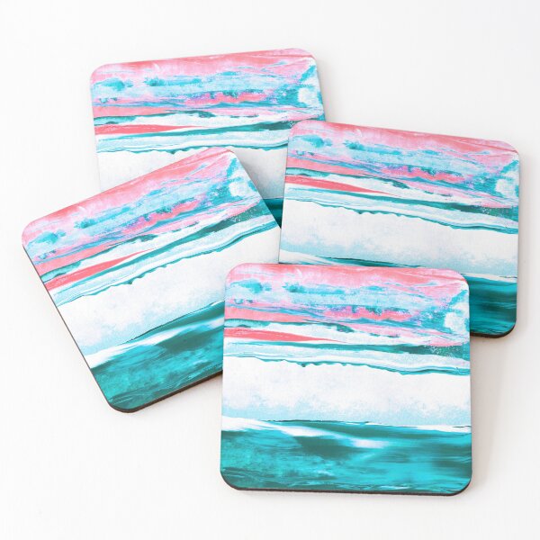 Item preview, Julia Di Sano - LET GO 1 PINK AQUA OCEAN WAVES SEA ABSTRACT PAINTING designed and sold by EbiEmporium.