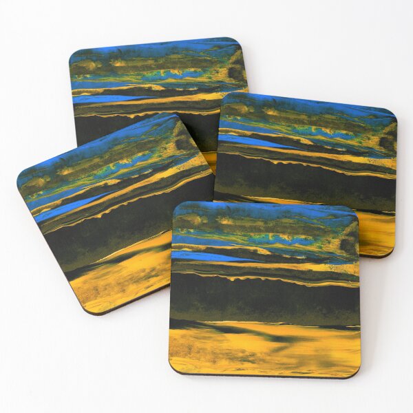 Item preview, Julia Di Sano - LET GO 1 YELLOW BLUE BLACK OCEAN WAVES SEA ABSTRACT PAINTING designed and sold by EbiEmporium.