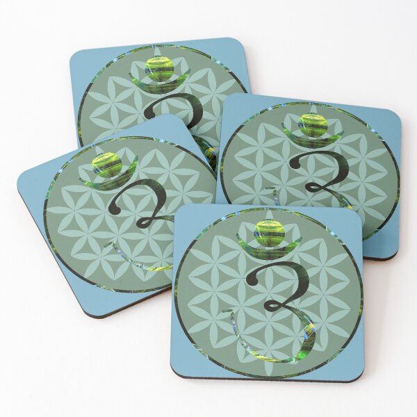 Item preview, OM Logo - Fractal Pattern on Green With Flower of Life designed and sold by Fractal Journeys, etc. .