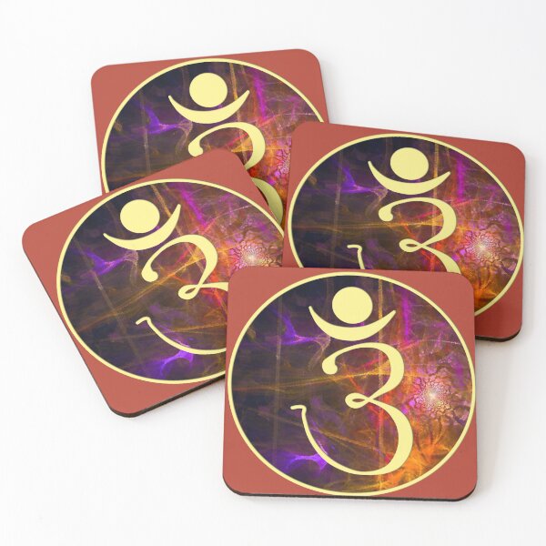 Item preview, OM Logo - Yellow on Fractal Pattern designed and sold by Fractal Journeys, etc. .