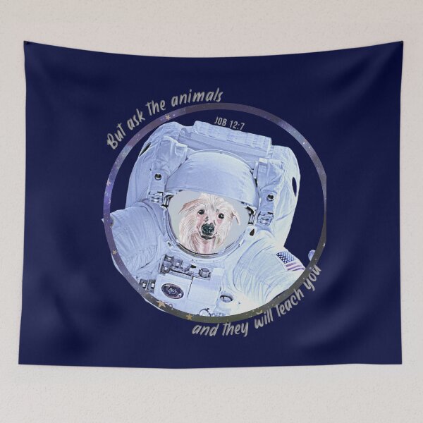 Item preview, Chinese Crested Dog Astronaut in Space Bible Verse Ask the Animals Job 12:7 designed and sold by TheKingdomAttic.