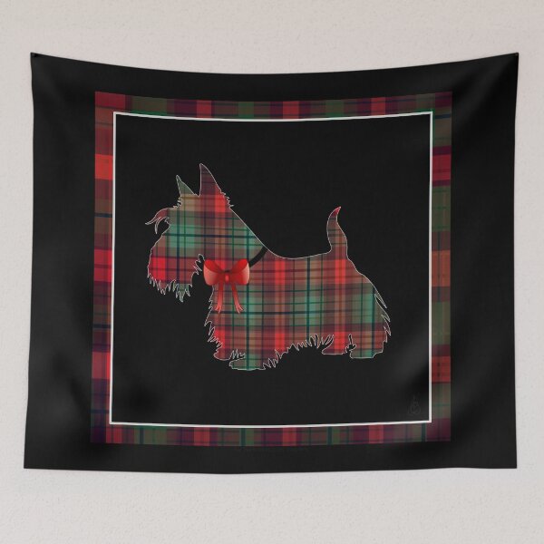 Item preview, Tartan Scottie Dog with red ribbon designed and sold by Pear Tree Studio.