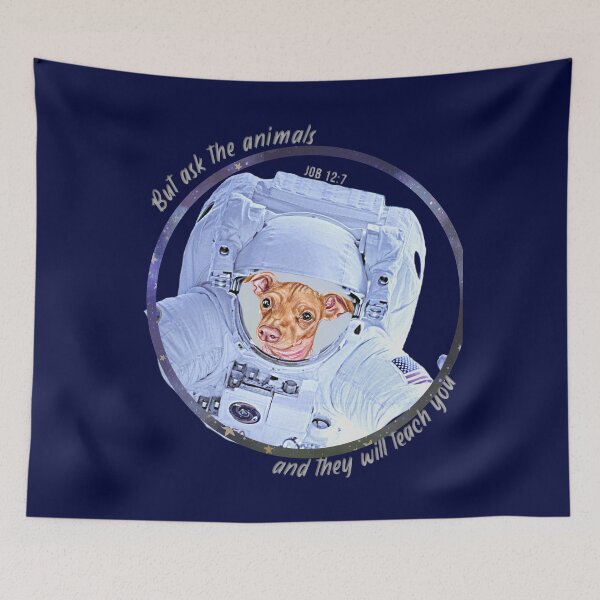 Item preview, Chiweenie Dog Astronaut in Space Bible Verse Ask the Animals Job 12:7 designed and sold by TheKingdomAttic.