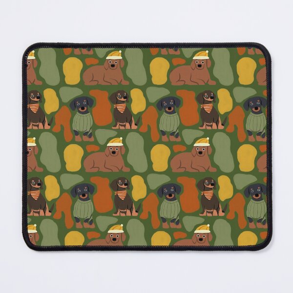 Item preview, Dachshund Dogs - Cute Green and Brown Animal Illustration Pattern designed and sold by TheRainbowRoom.