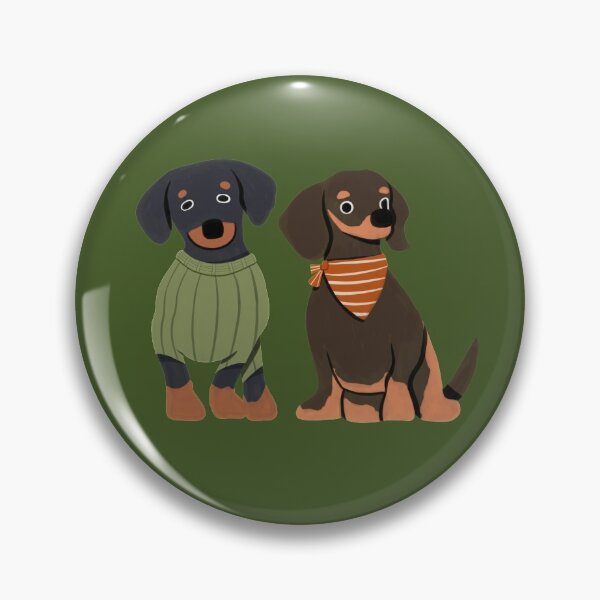 Item preview, Dachshund Dogs - Cute Green and Brown Animal Illustration Pattern designed and sold by TheRainbowRoom.