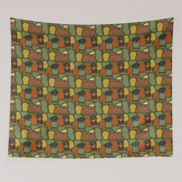Item preview, Dachshund Dogs - Cute Green and Brown Animal Illustration Pattern designed and sold by TheRainbowRoom.