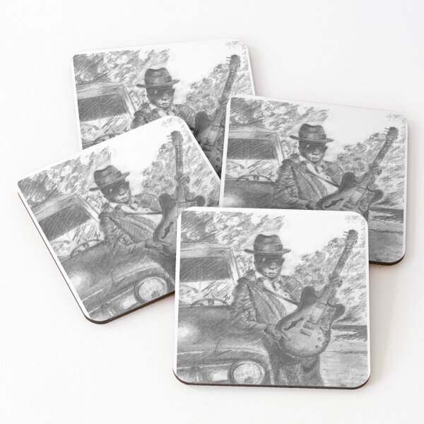Item preview, John Lee Hooker Pencil drawing portrait, Blues Guitar legend, Mr lucky designed and sold by BWArtandDesign.