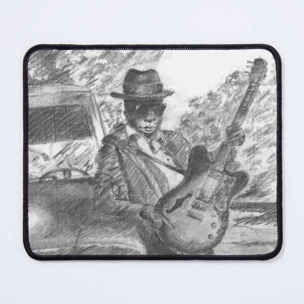 Item preview, John Lee Hooker Pencil drawing portrait, Blues Guitar legend, Mr lucky designed and sold by BWArtandDesign.