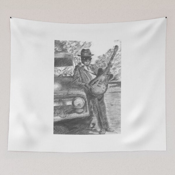 Item preview, John Lee Hooker Pencil drawing portrait, Blues Guitar legend, Mr lucky designed and sold by BWArtandDesign.