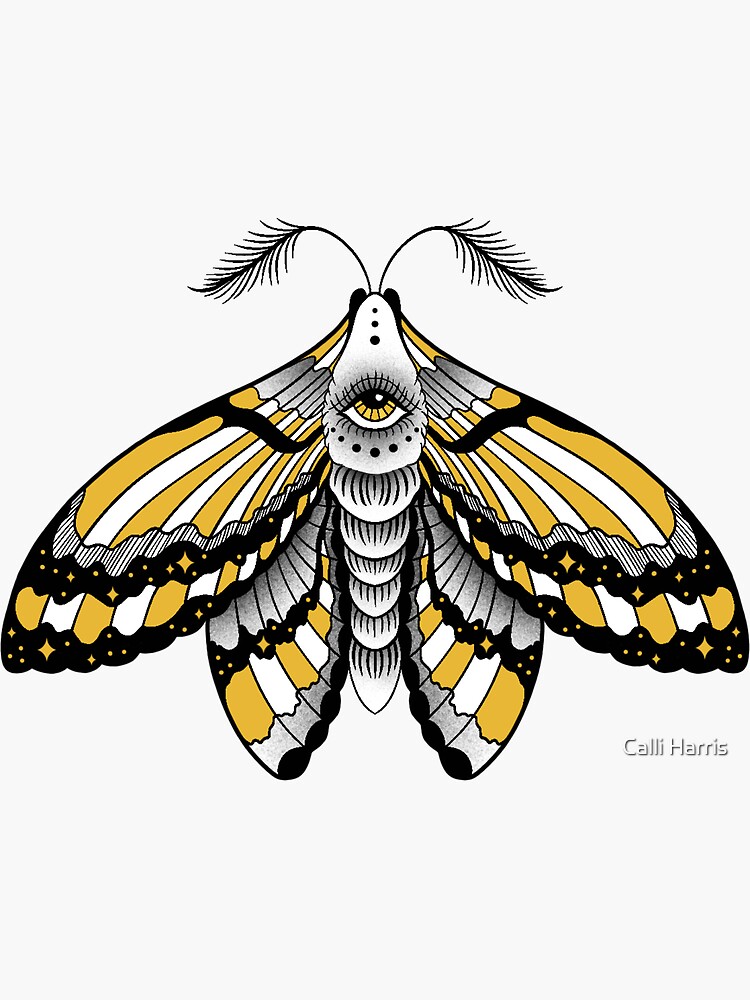 "Black and gold moth " Sticker by callih1231 Redbubble