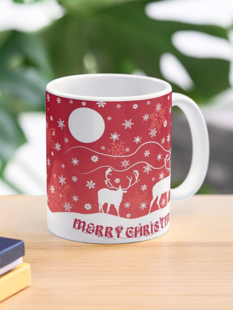 Christmas Coffee Mug with Christmas Reindeer Merry Christmas Mug