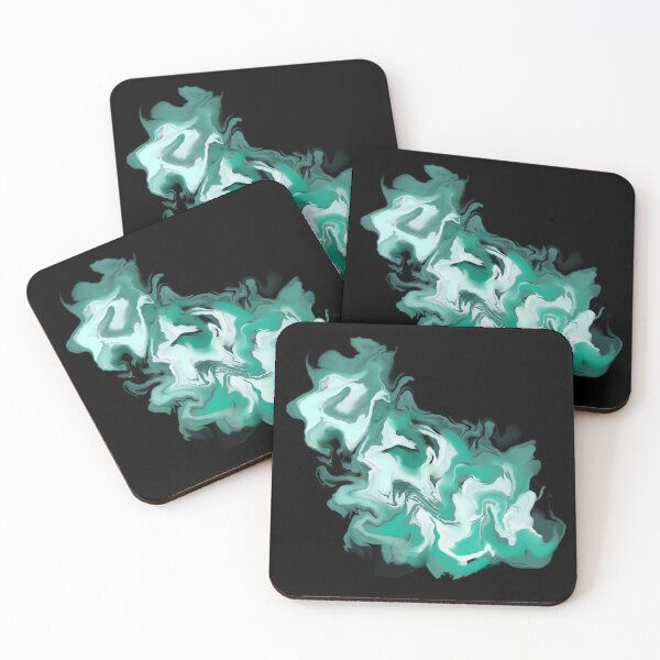 Item preview, Mint Green Paint Pour Against Black Background designed and sold by YitingZarts.