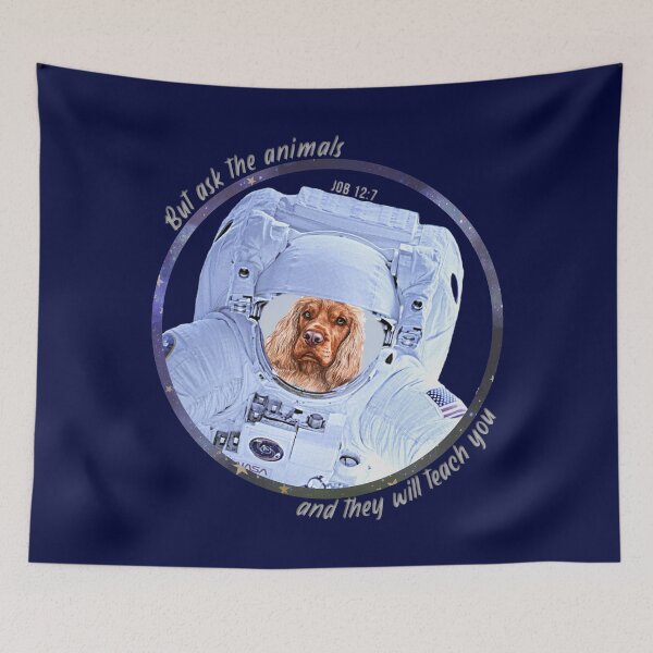 Item preview, English Cocker Spaniel Astronaut in Space Bible Verse Ask the Animals Job 12:7 designed and sold by TheKingdomAttic.