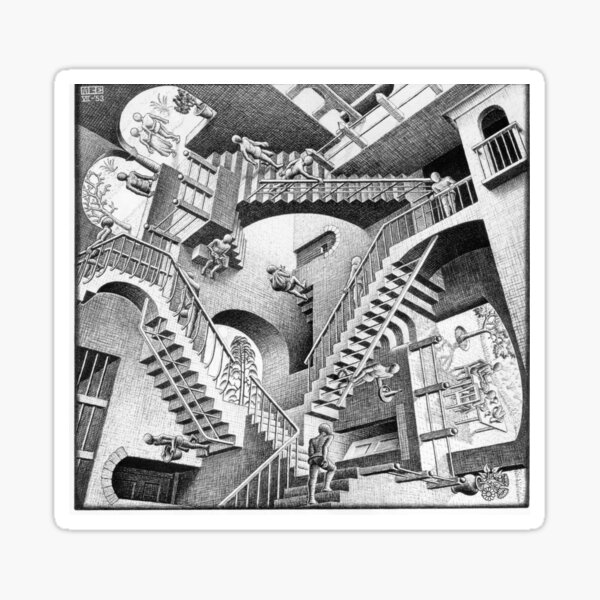 Relativität von Maurits Cornelis Escher Sticker