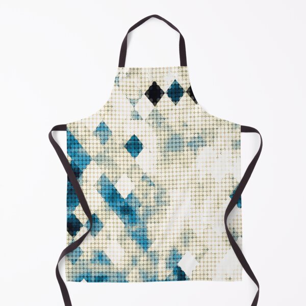 Item preview, graphic design pixel geometric square pattern abstract background in blue black and white designed and sold by Mrvell.