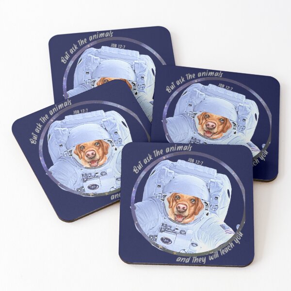 Item preview, Labrador Dog Astronaut in Space Bible Verse Ask the Animals Job 12:7 designed and sold by TheKingdomAttic.