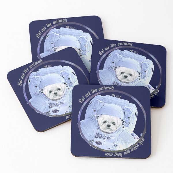 Item preview, Maltese Terrier Dog Astronaut in Space Bible Verse Ask the Animals Job 12:7 designed and sold by TheKingdomAttic.