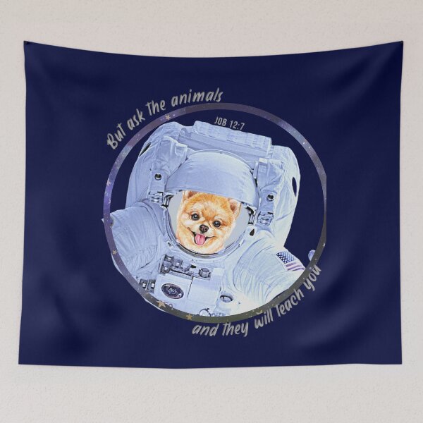 Item preview, Pomeranian Dog Astronaut in Space Bible Verse Ask the Animals Job 12:7 designed and sold by TheKingdomAttic.