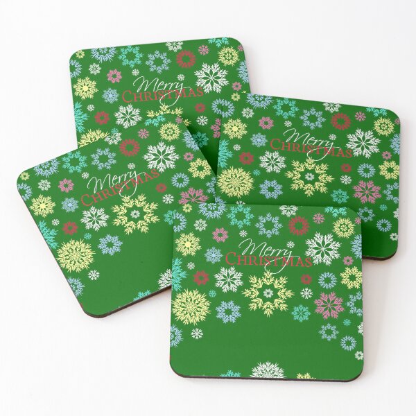 Item preview, Merry Christmas Green Multicolored Snowflakes Idea  designed and sold by Ross-Sergey.