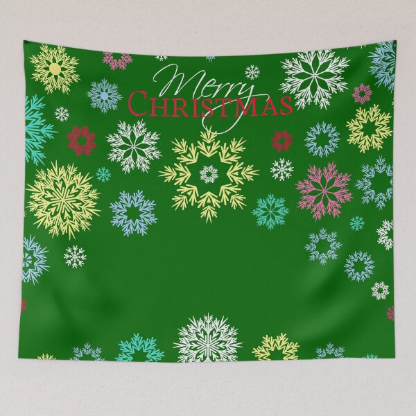 Item preview, Merry Christmas Green Multicolored Snowflakes Idea  designed and sold by Ross-Sergey.