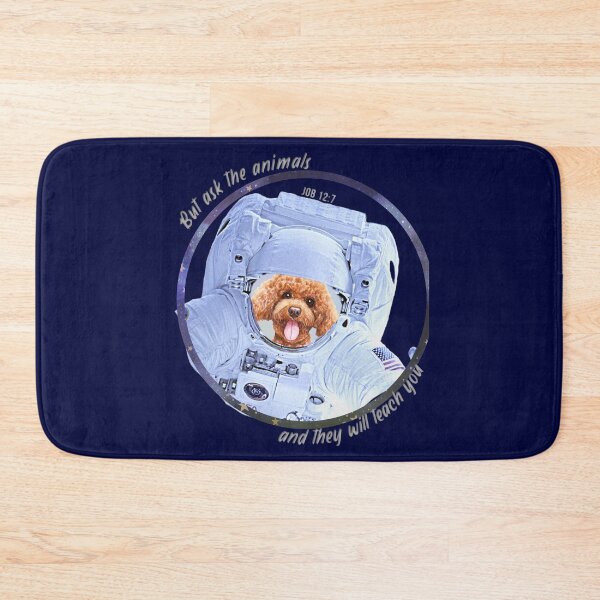 Item preview, Poodle Dog Astronaut in Space Bible Verse Ask the Animals Job 12:7 designed and sold by TheKingdomAttic.