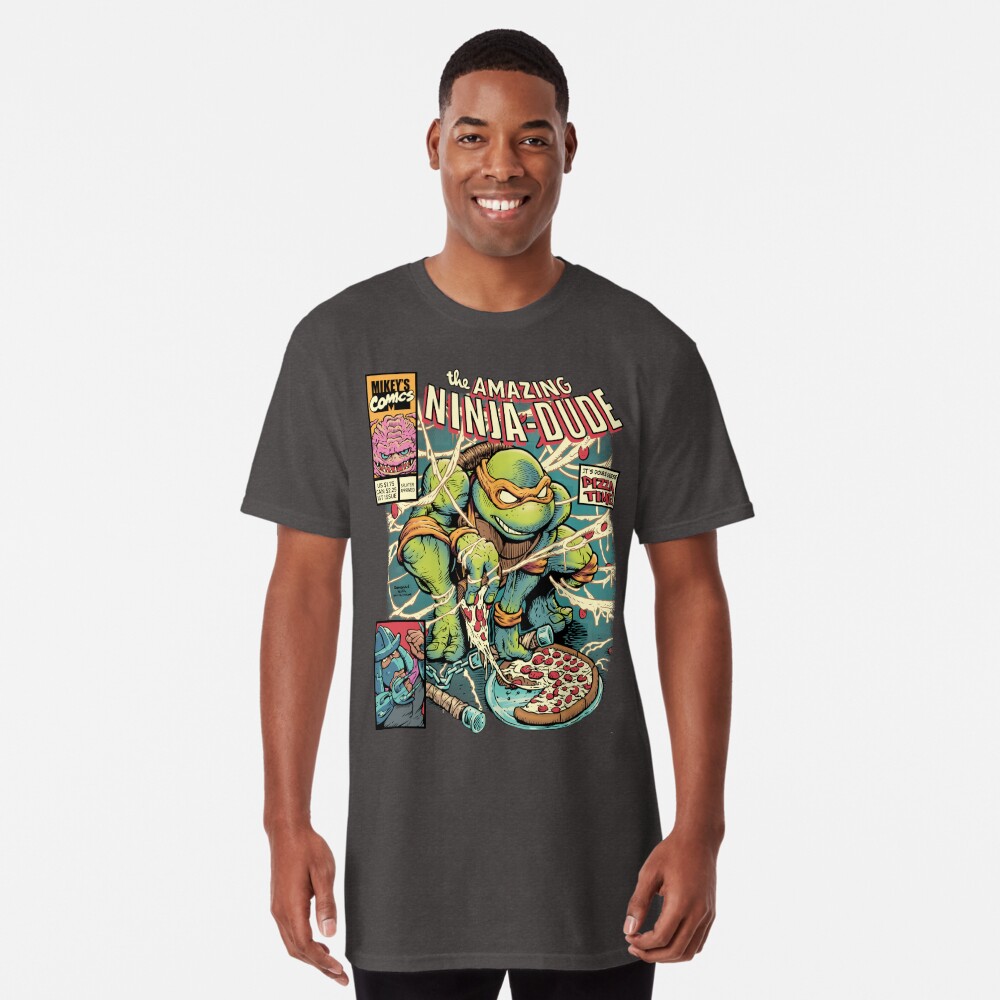 Men's Teenage Mutant Ninja Turtles Groovy Comic Squares T-Shirt - Charcoal  - X Large