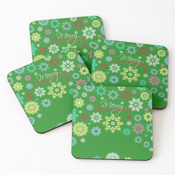 Item preview, Merry Christmas Green Multicolored Snowflakes Idea  designed and sold by Ross-Sergey.