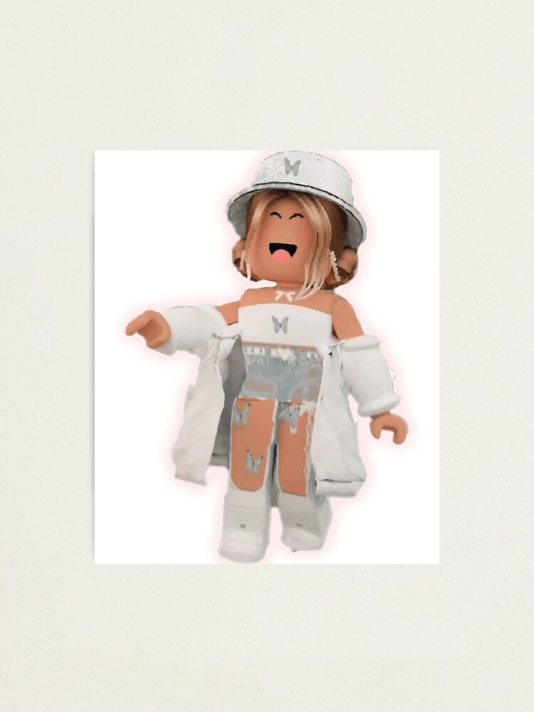 "Roblox Girls, cute aesthetic roblox girl with butterflies," Photographic Print by Mobdesin