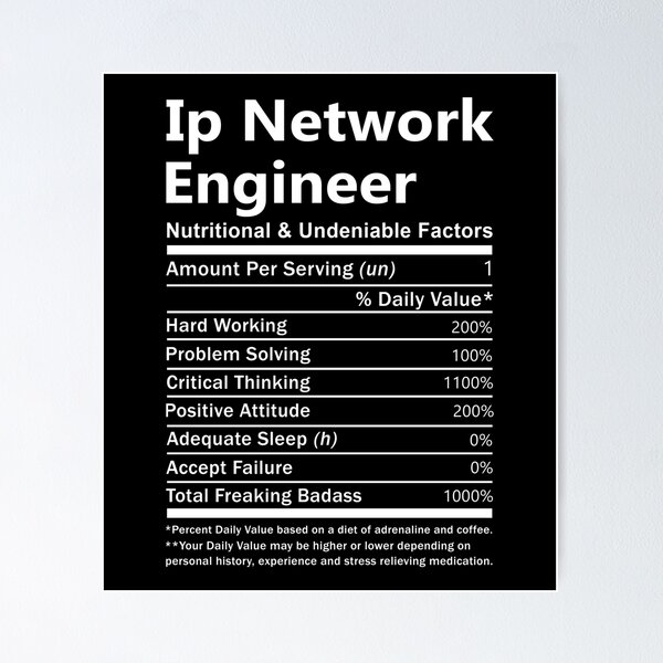 Vista previa del artículo con la obra «Camiseta Ip Network Engineer - Camiseta con artículo de regalo de factores nutricionales e innegables», diseñado y vendido por oslandefren.