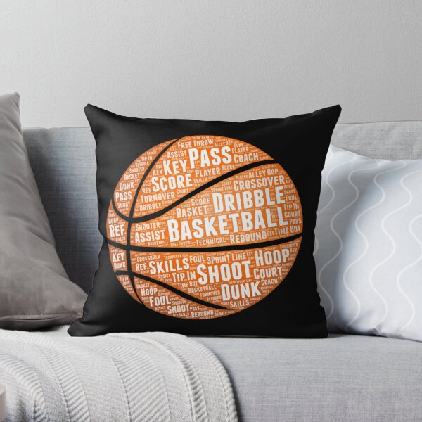 Coussin for Sale avec l'œuvre « Nuage de mots de basket-ball des villes NBA  » de l'artiste ASAPPTEES