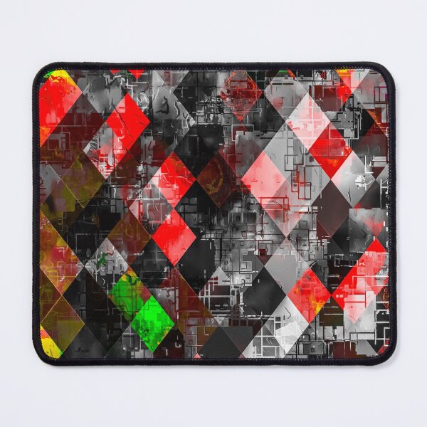 Item preview, graphic design pixel geometric square pattern abstract background in red yellow green designed and sold by Mrvell.