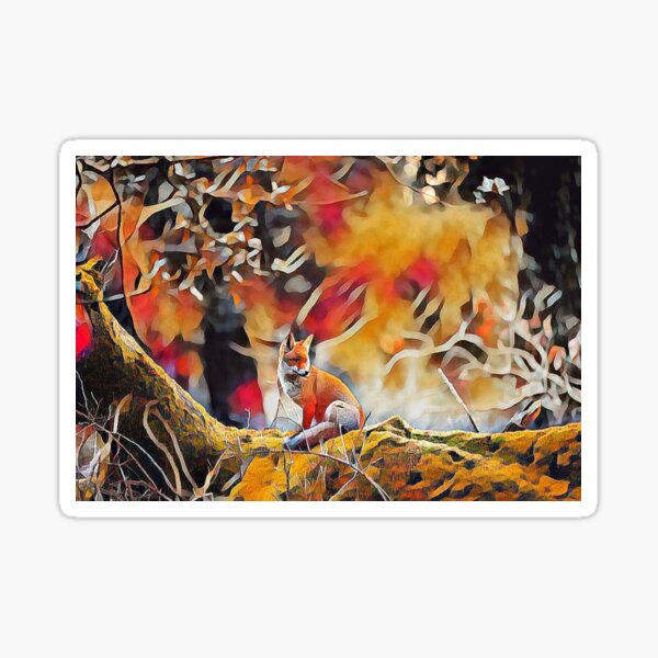 Item preview, Fox on a log painting designed and sold by MandiArtist.